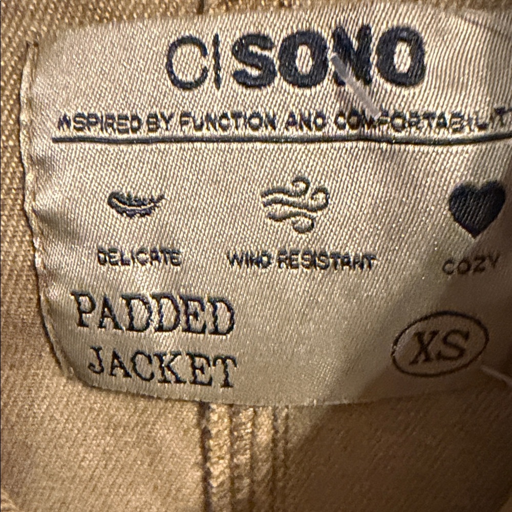 Ci Sono Tan Utility Jacket with Brown Leather Collar - Picture 2 of 8